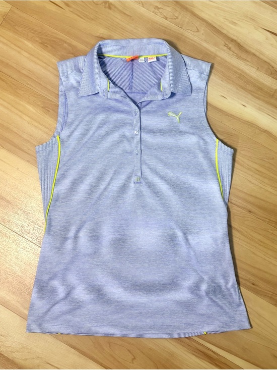 Puma Tops - PUMA Women's Sleeveless Striped Collared Golf Polo Shirt Sportlifestyle Size M